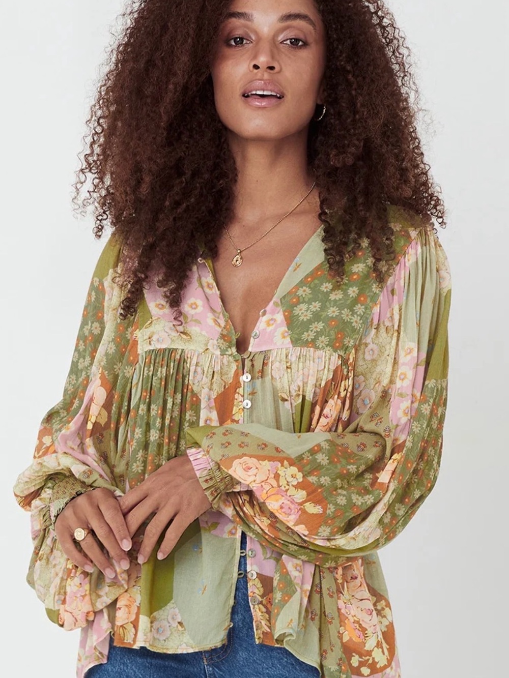 SPELL Freda Blouse Meadowland Patchwork Floral S